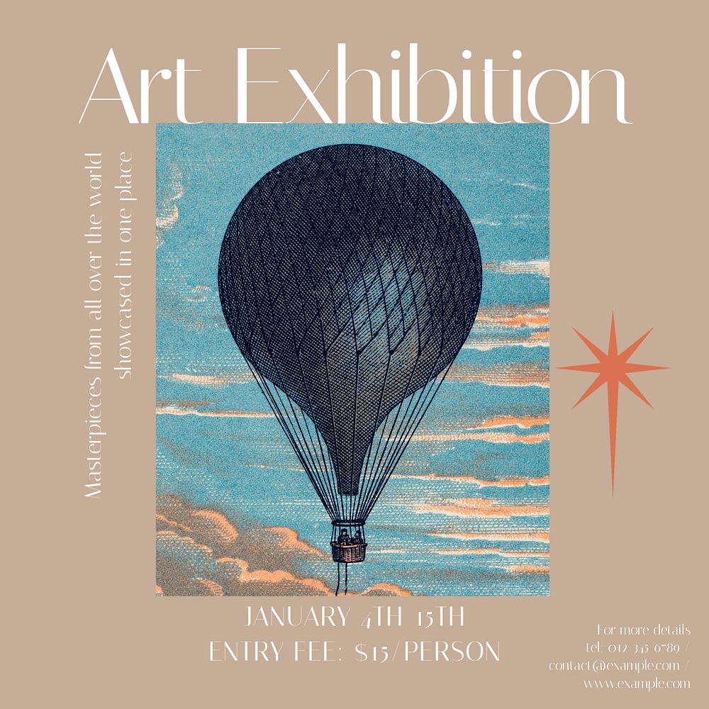 Art exhibition Instagram post template, editable design