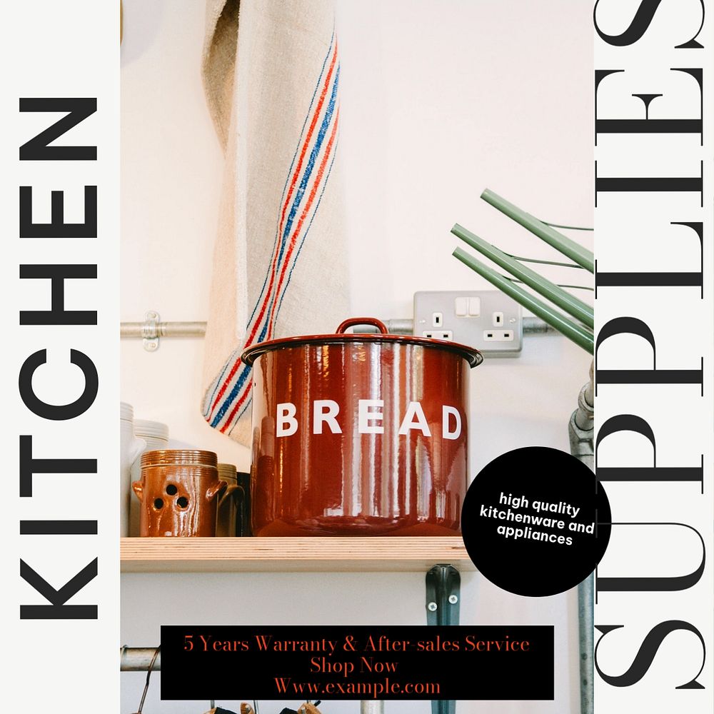 Kitchen supplies Instagram post template, editable design