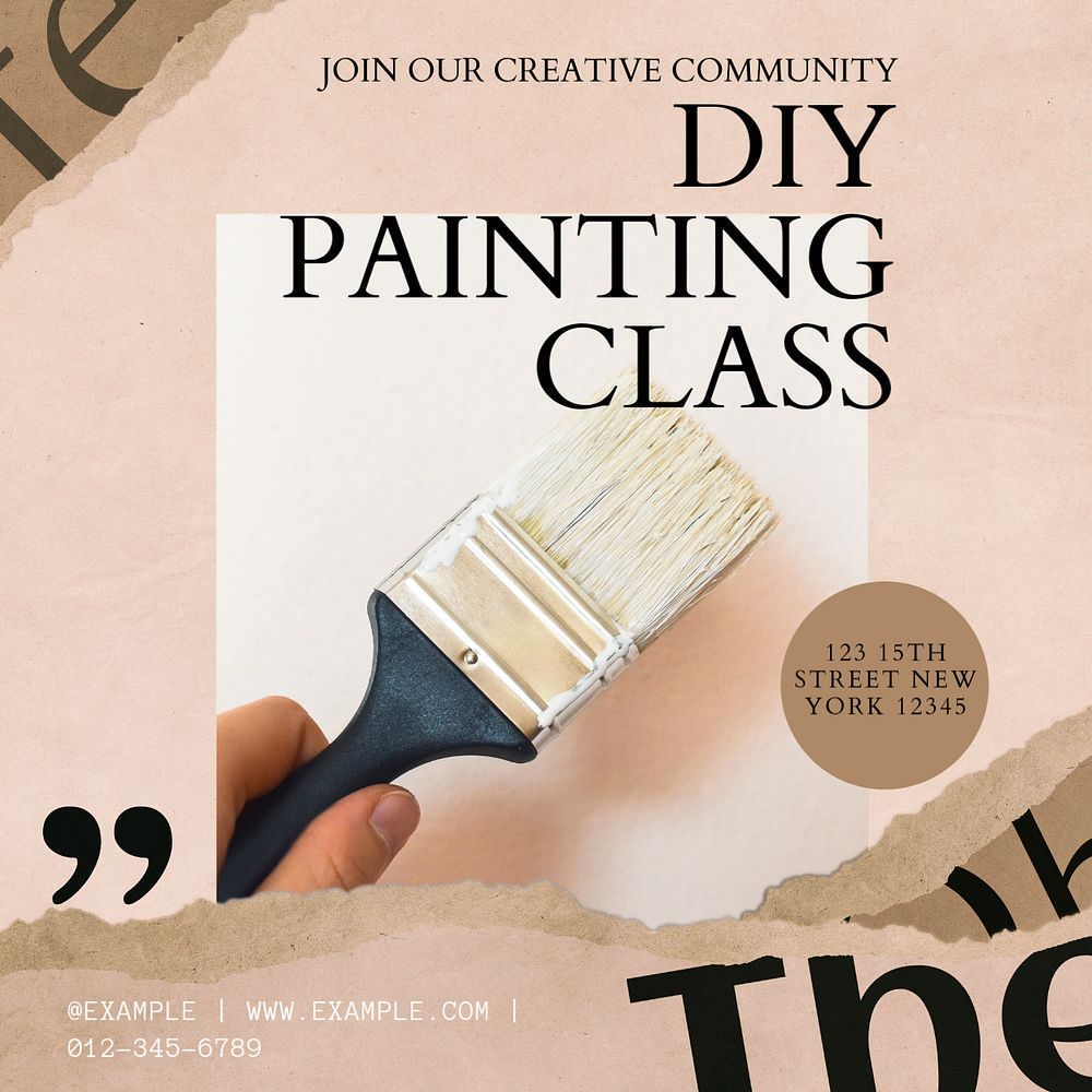 DIY paint class Instagram post template, editable design