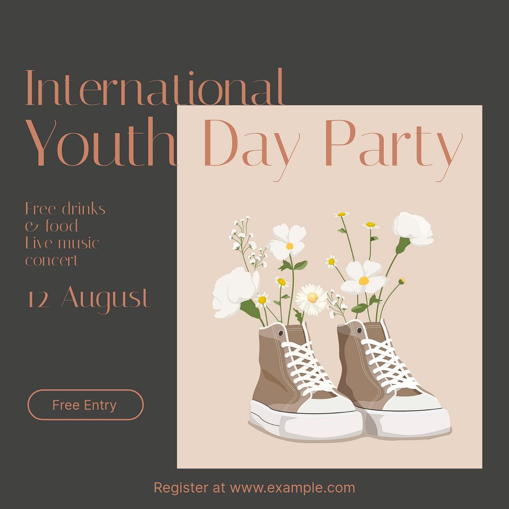 Youth day party Instagram post template, editable design