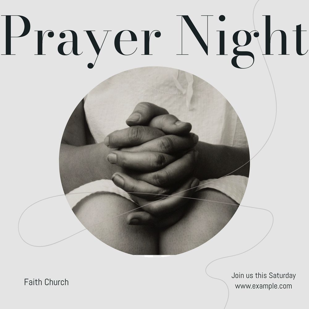 Prayer night Instagram post template, editable design