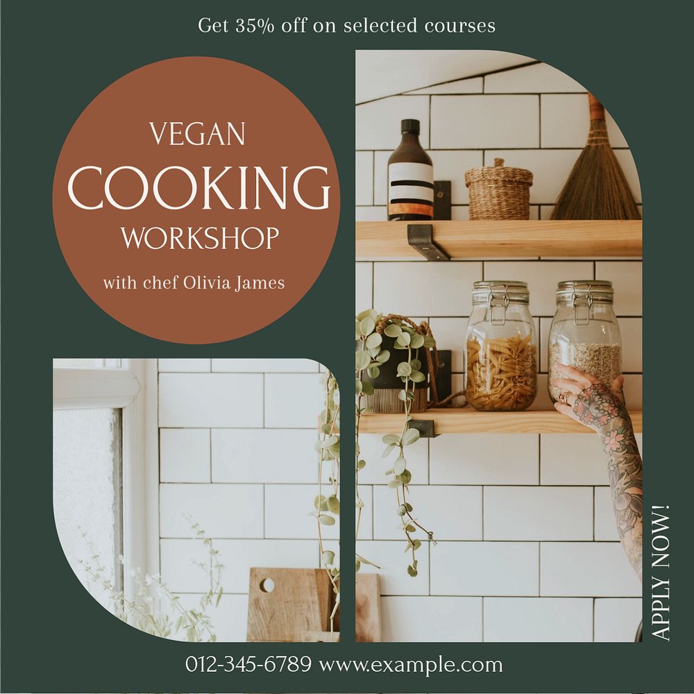 Vegan cooking Instagram post template, editable design