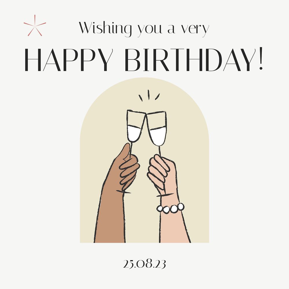 Happy birthday Instagram post template, editable design