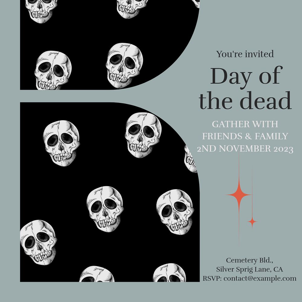 Day of the Dead Instagram post template, editable design