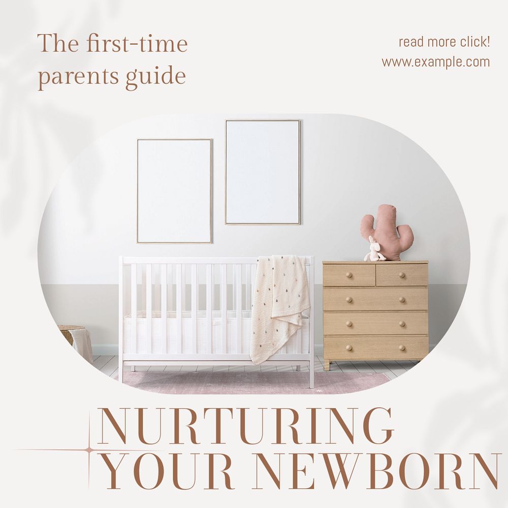 Newborn nurturing Instagram post template, editable design