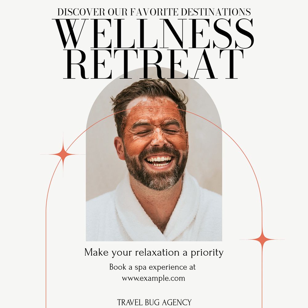 Wellness retreat Instagram post template, editable design