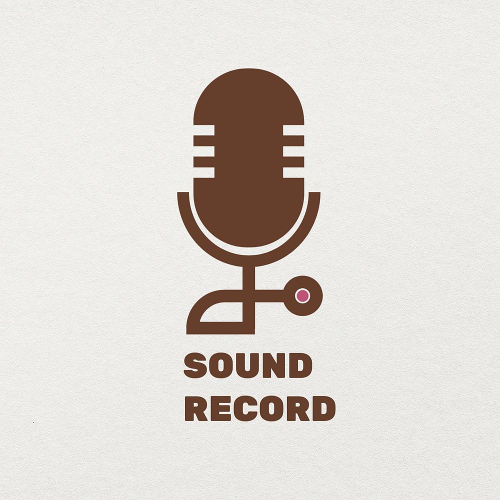 Microphone logo customizable design with sound record text