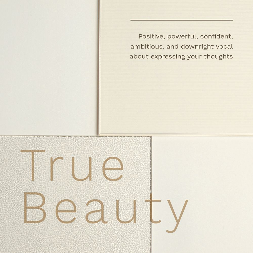 True beauty Instagram post template, editable textured glass design