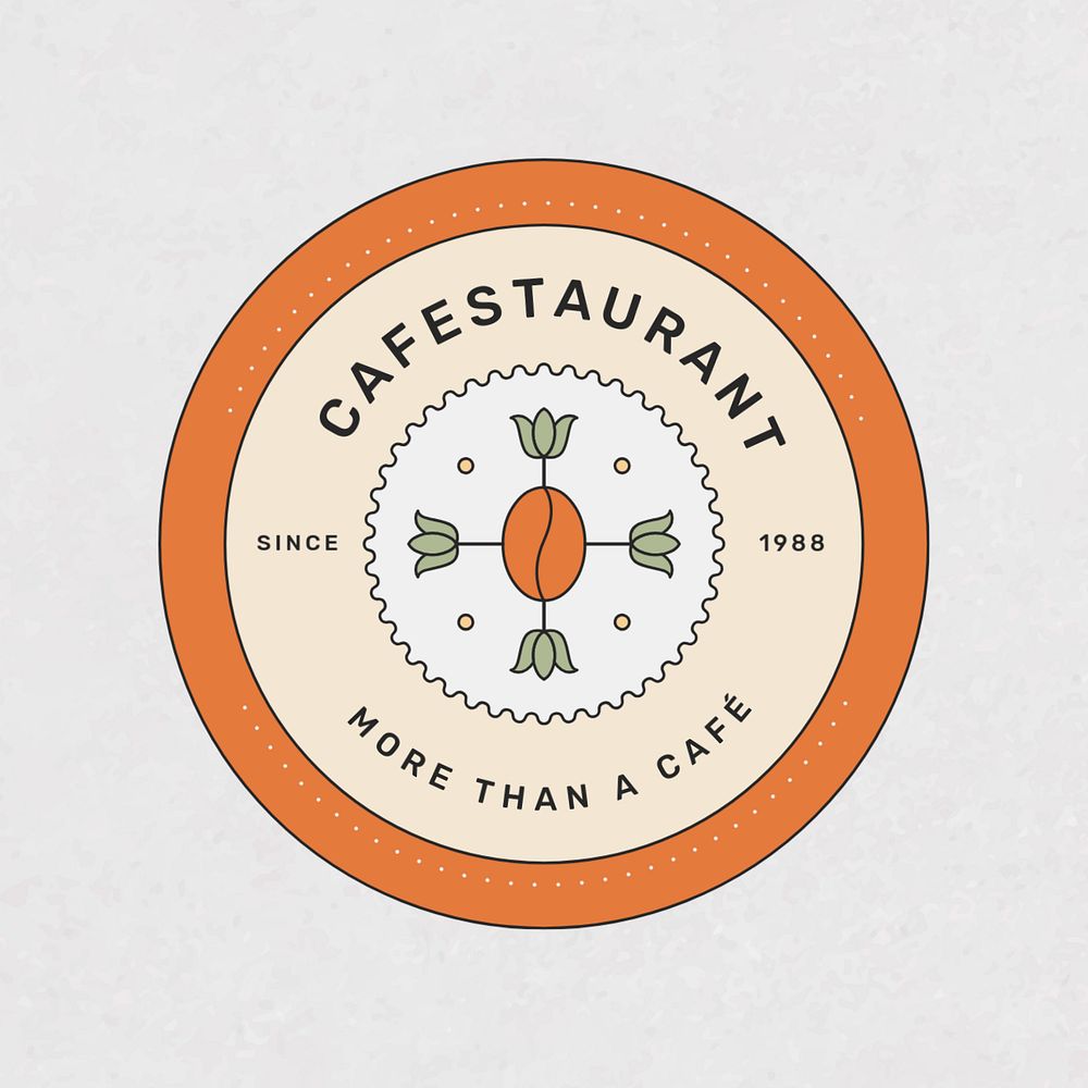 Cafe & restaurant editable logo template, minimal line art