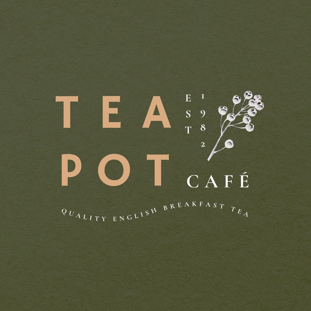 Tea shop editable logo template