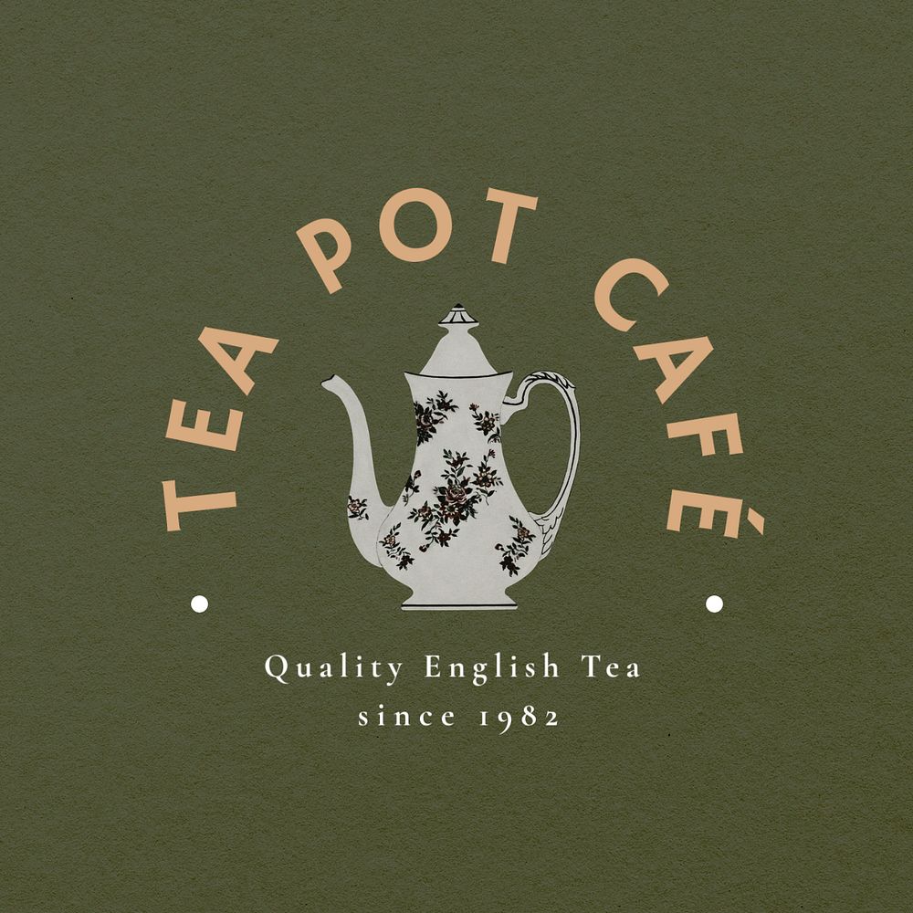 Tea cafe editable logo template