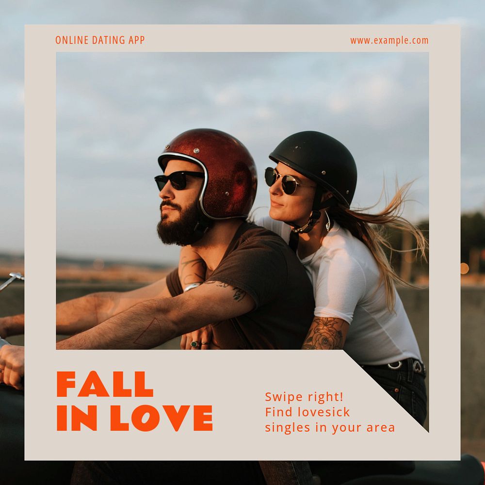 Online dating app Instagram ad template, editable text