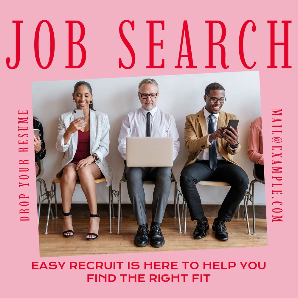 Job search Instagram ad template, editable text