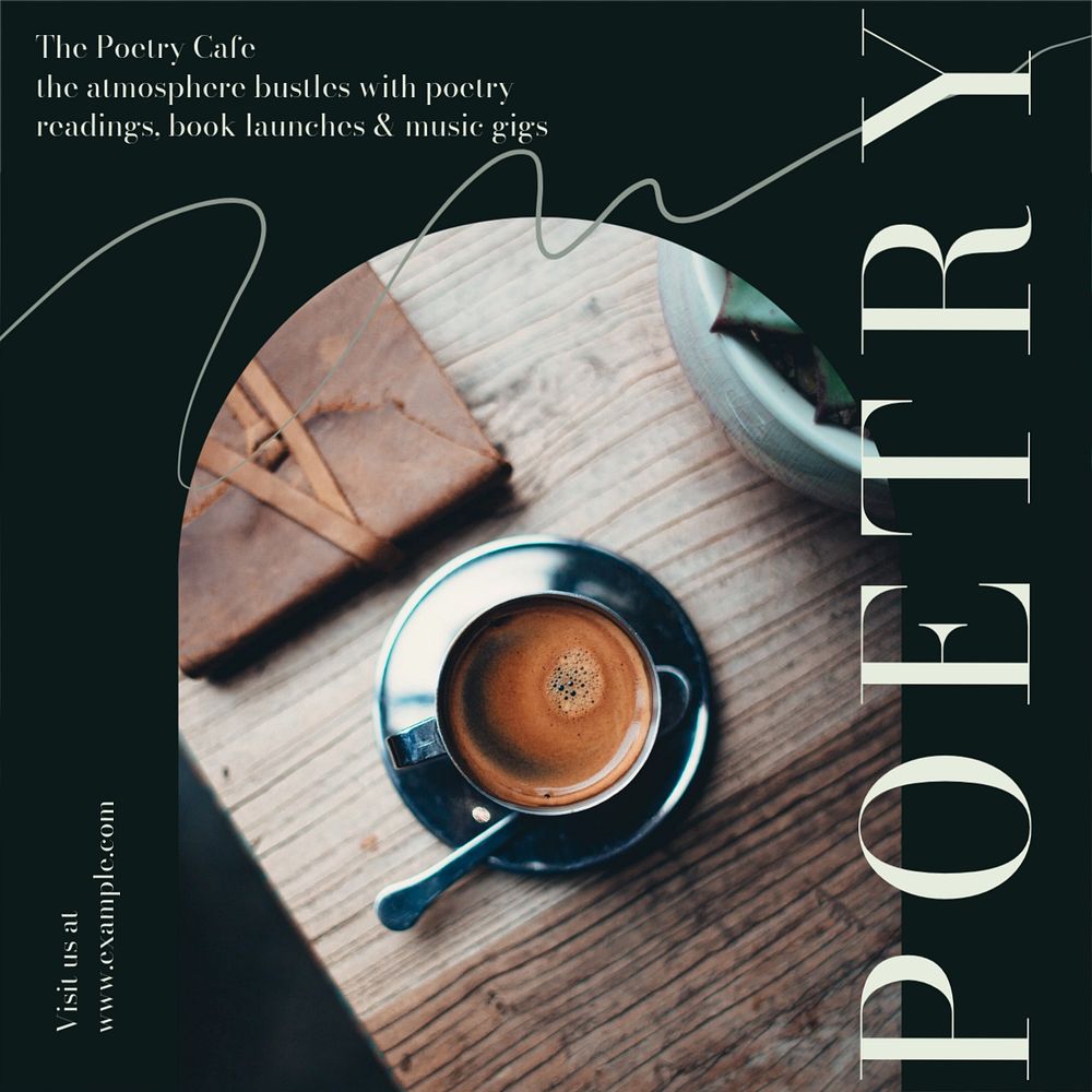 Poetry cafe Instagram ad template, editable text