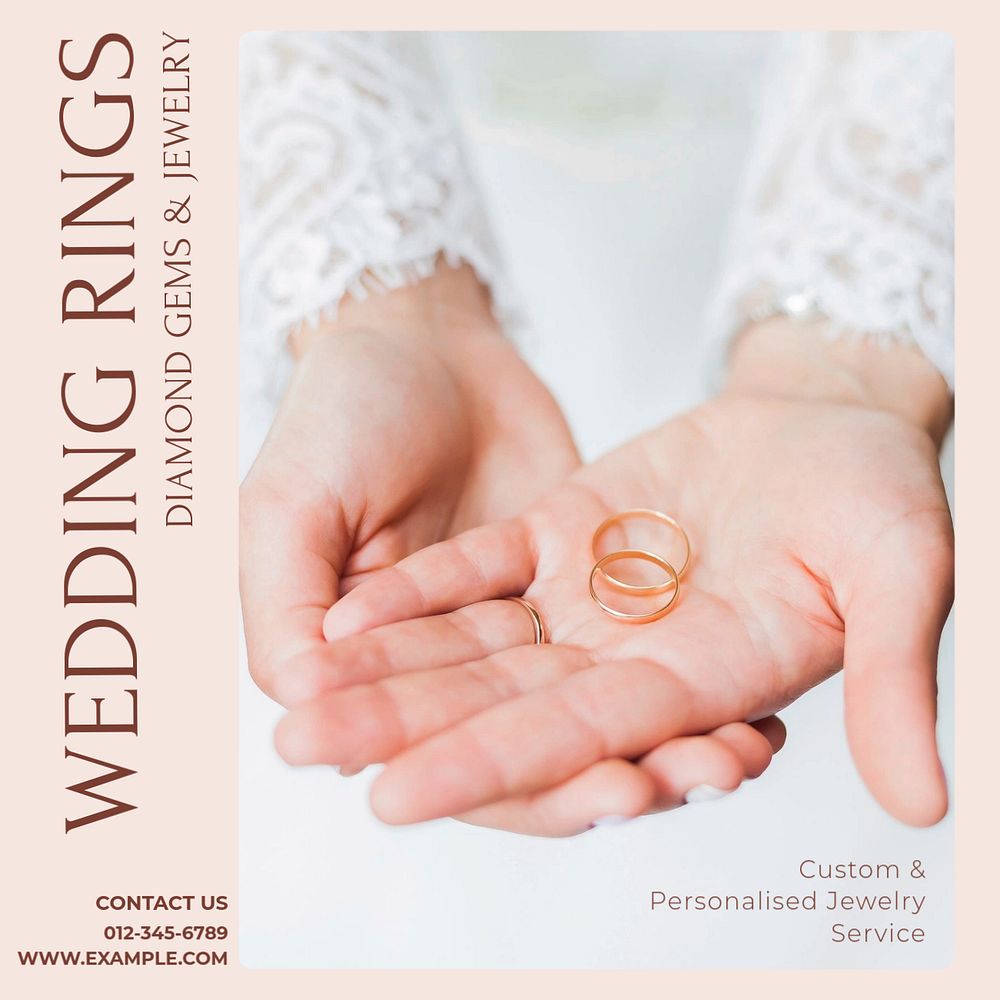 Wedding rings Instagram ad template, editable text