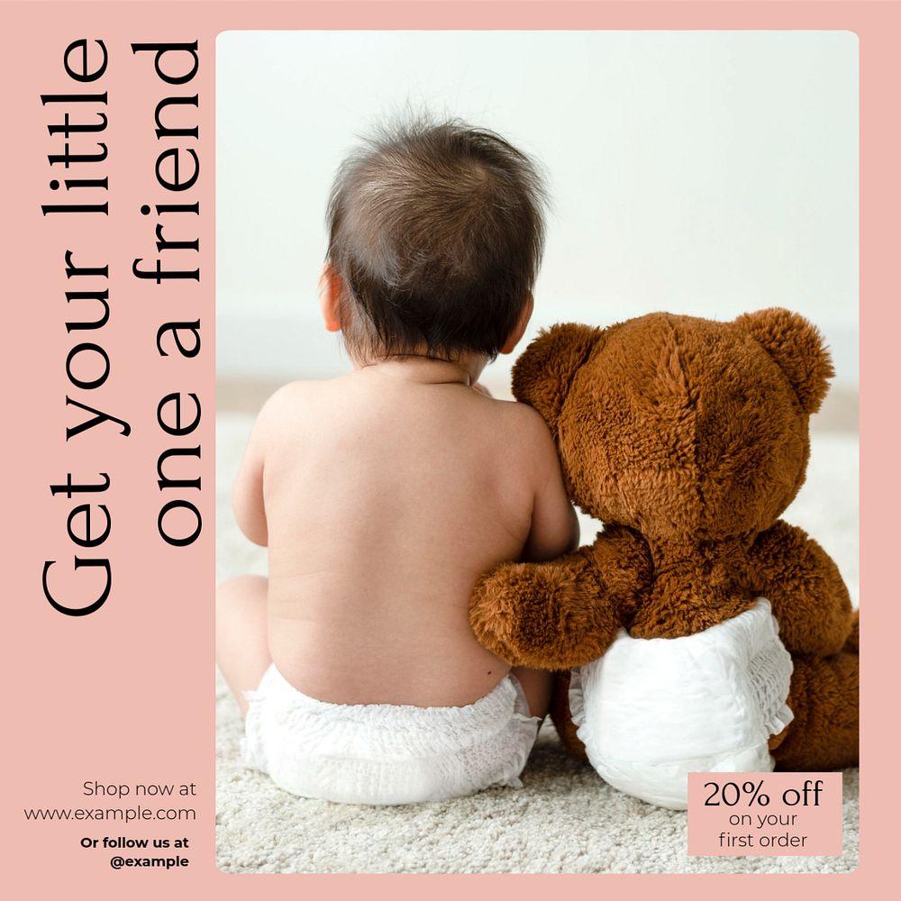 Plush toy Instagram ad template, editable text