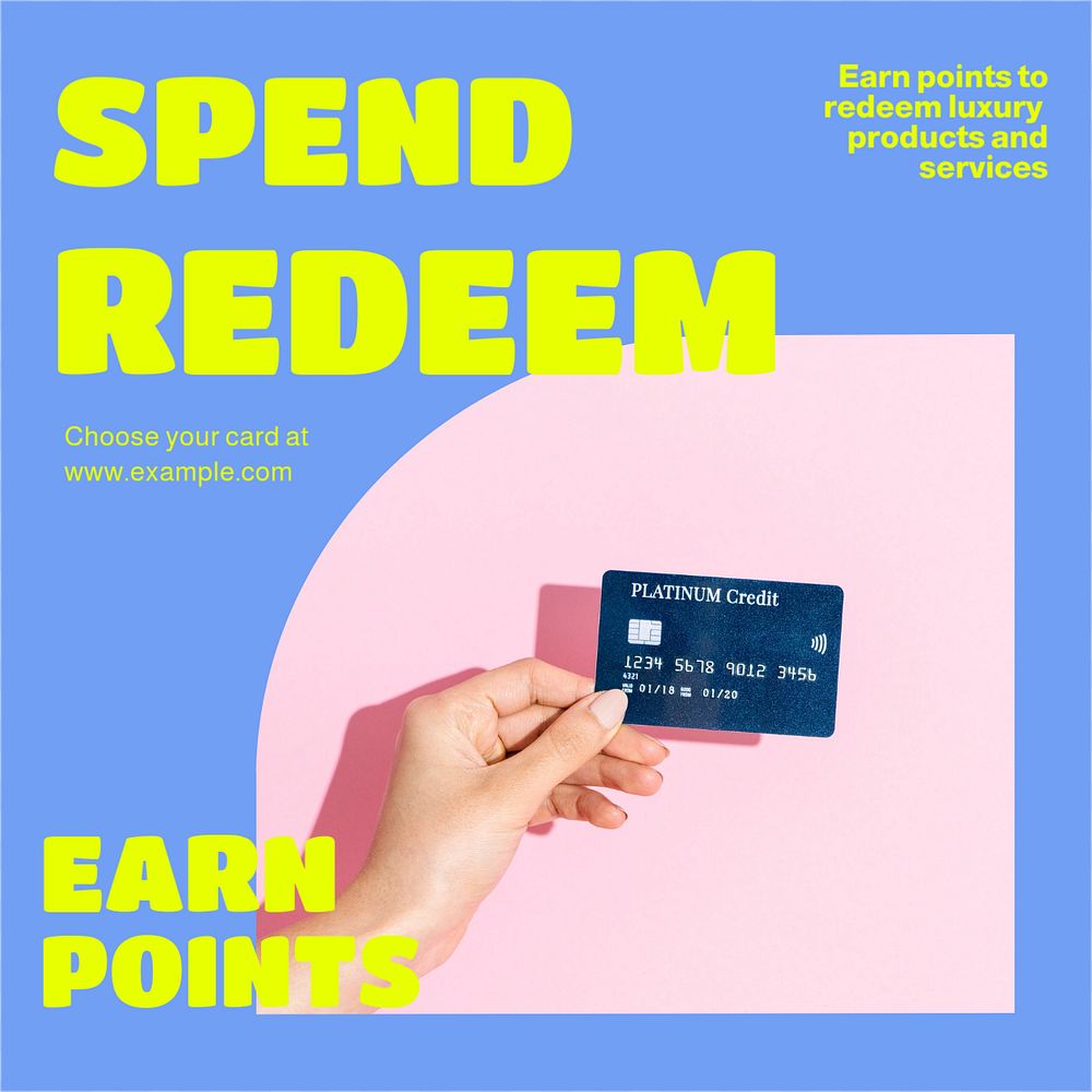 Credit card points Instagram ad template, editable text