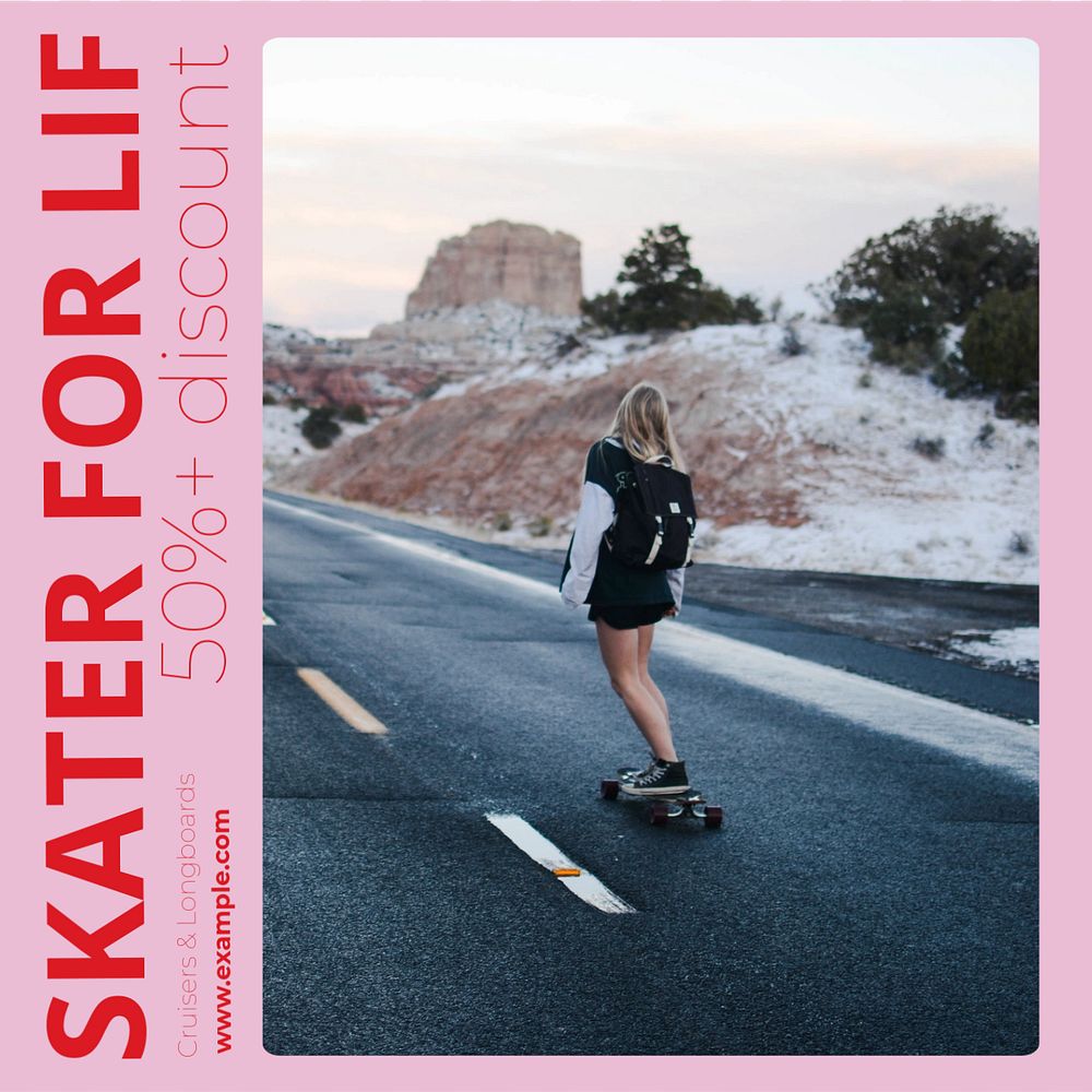 Skateshop ads Instagram ad template, editable text