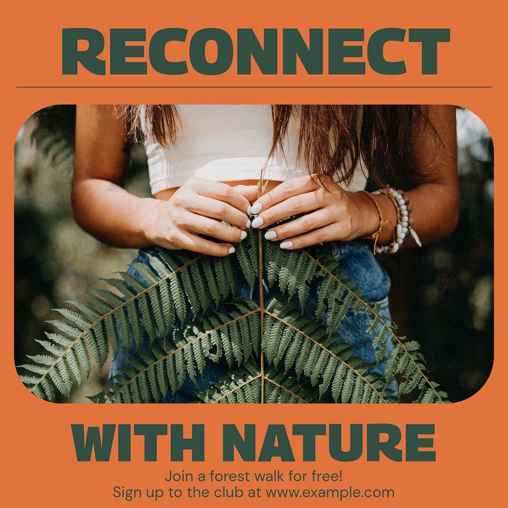 Nature walk Instagram ad template, editable text