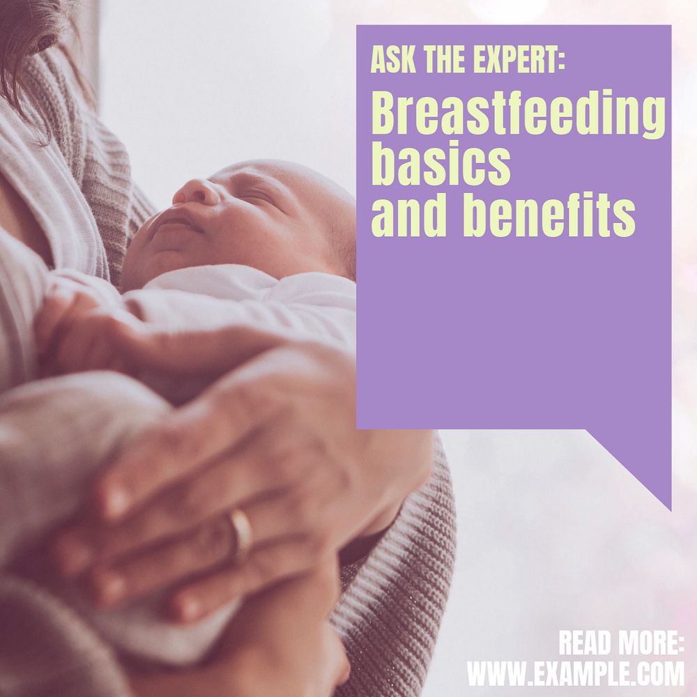 Breastfeeding basics Instagram ad template, editable text