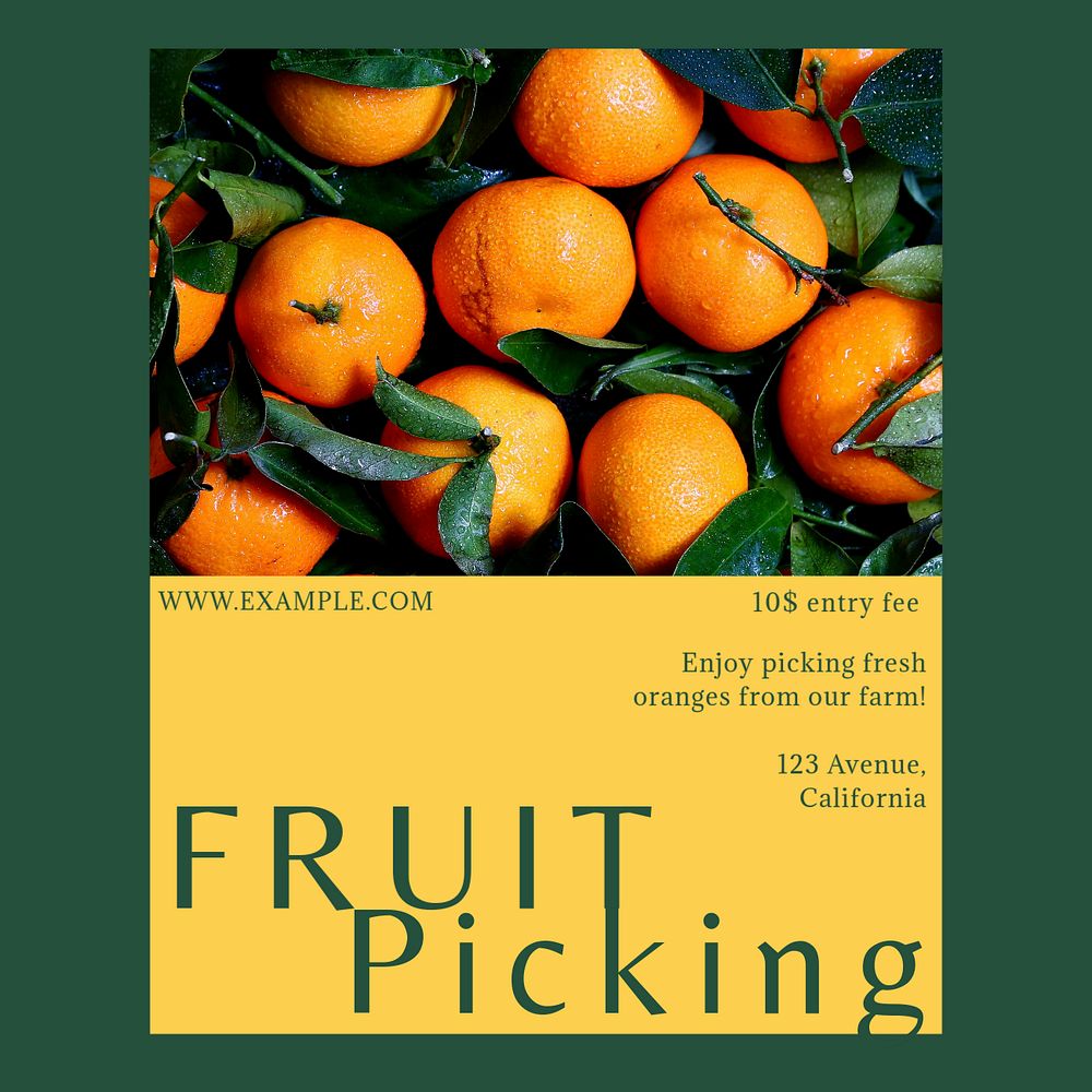 Fruit picking Instagram ad template, editable text