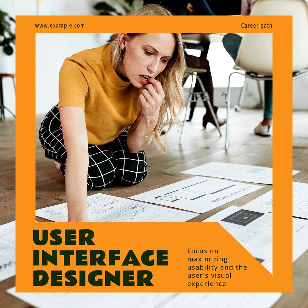 User interface designer Instagram ad template, editable text