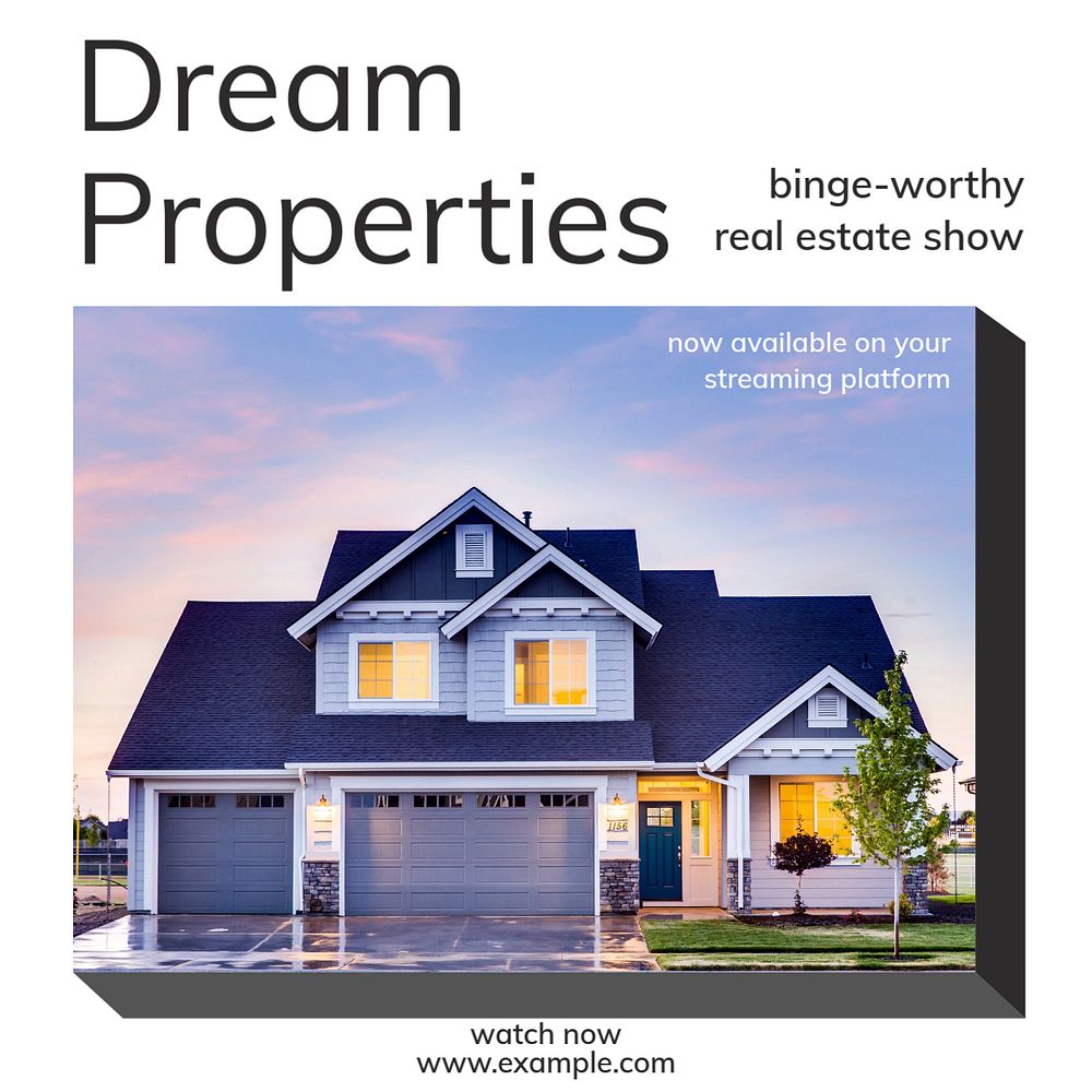 Dream properties Instagram ad template, editable text