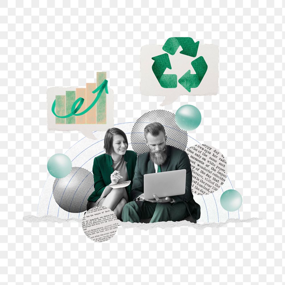 Green business people  png, business collage on transparent background