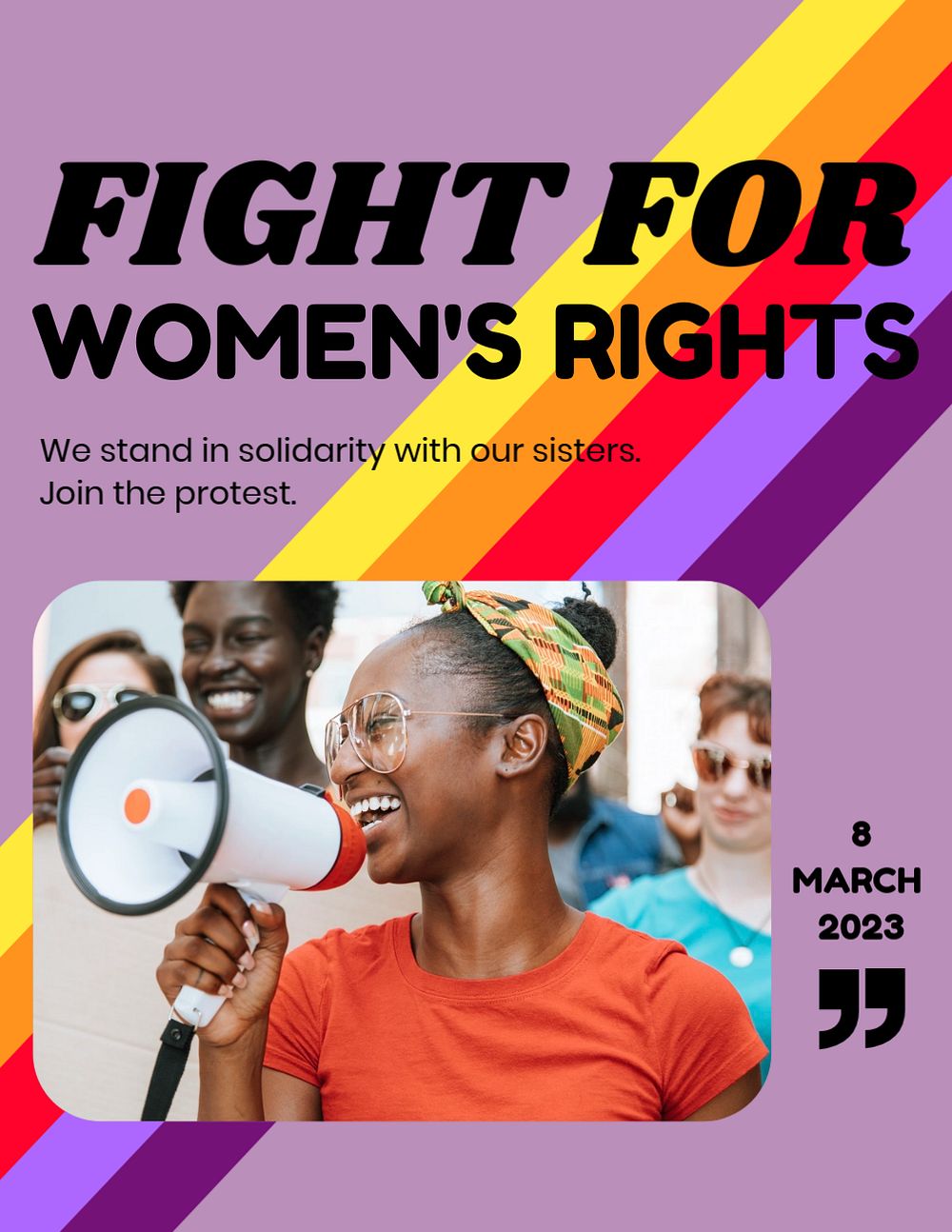 Woman's rights  flyer, editable template