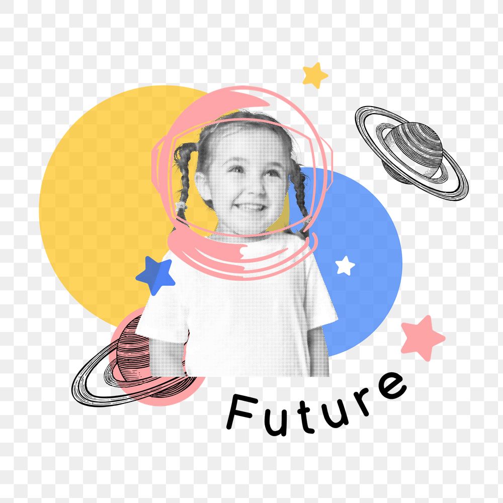 Future sticker, mixed media design with editable word