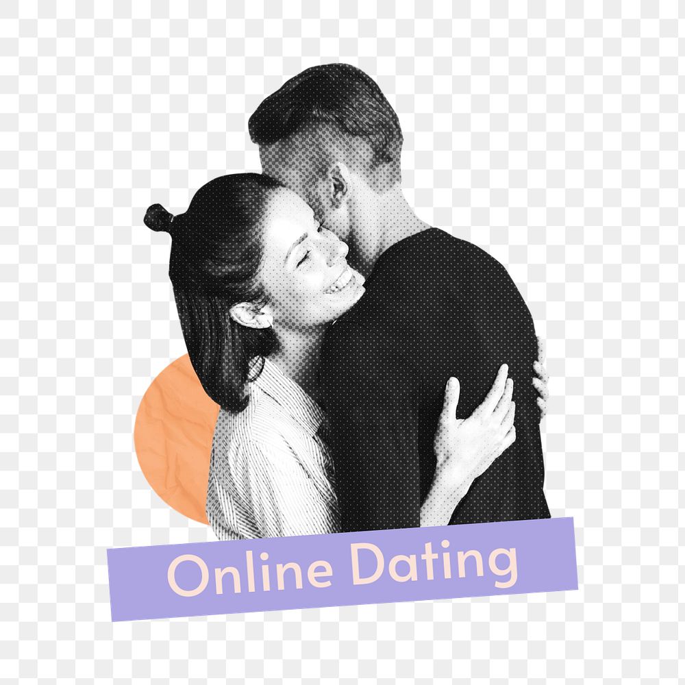 Online dating sticker, mixed media design with editable word