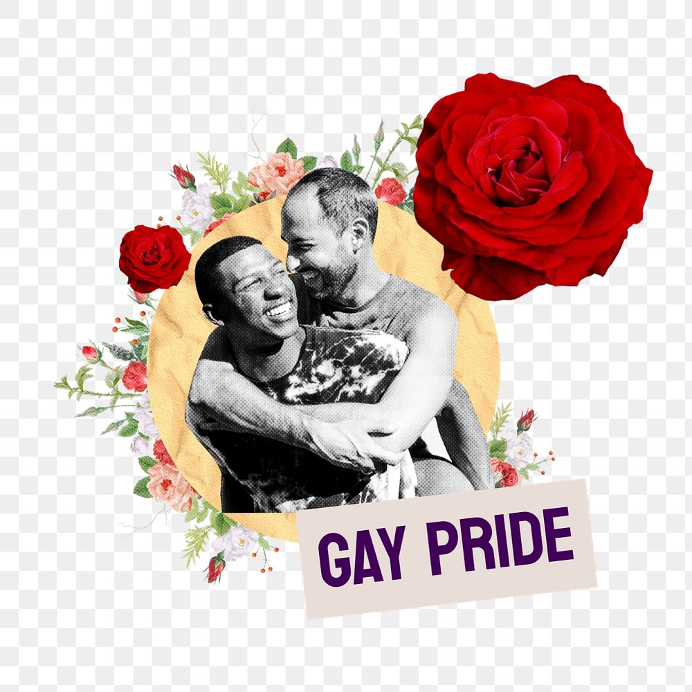 Gay pride sticker, mixed media design with editable word