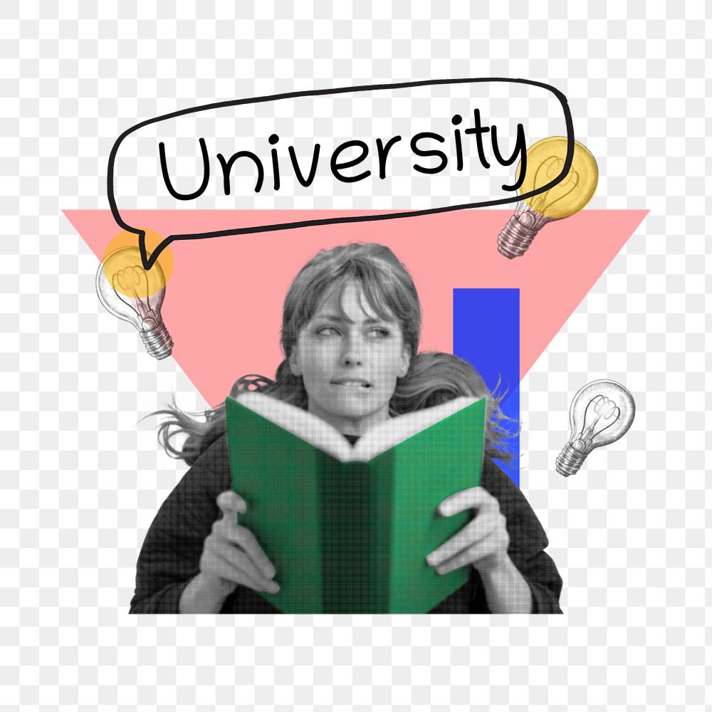 University sticker, mixed media design with editable word