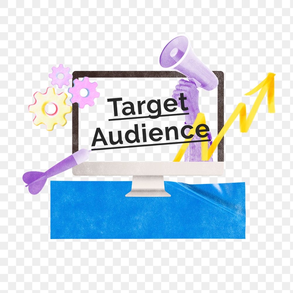 Target audience sticker, mixed media design with editable word