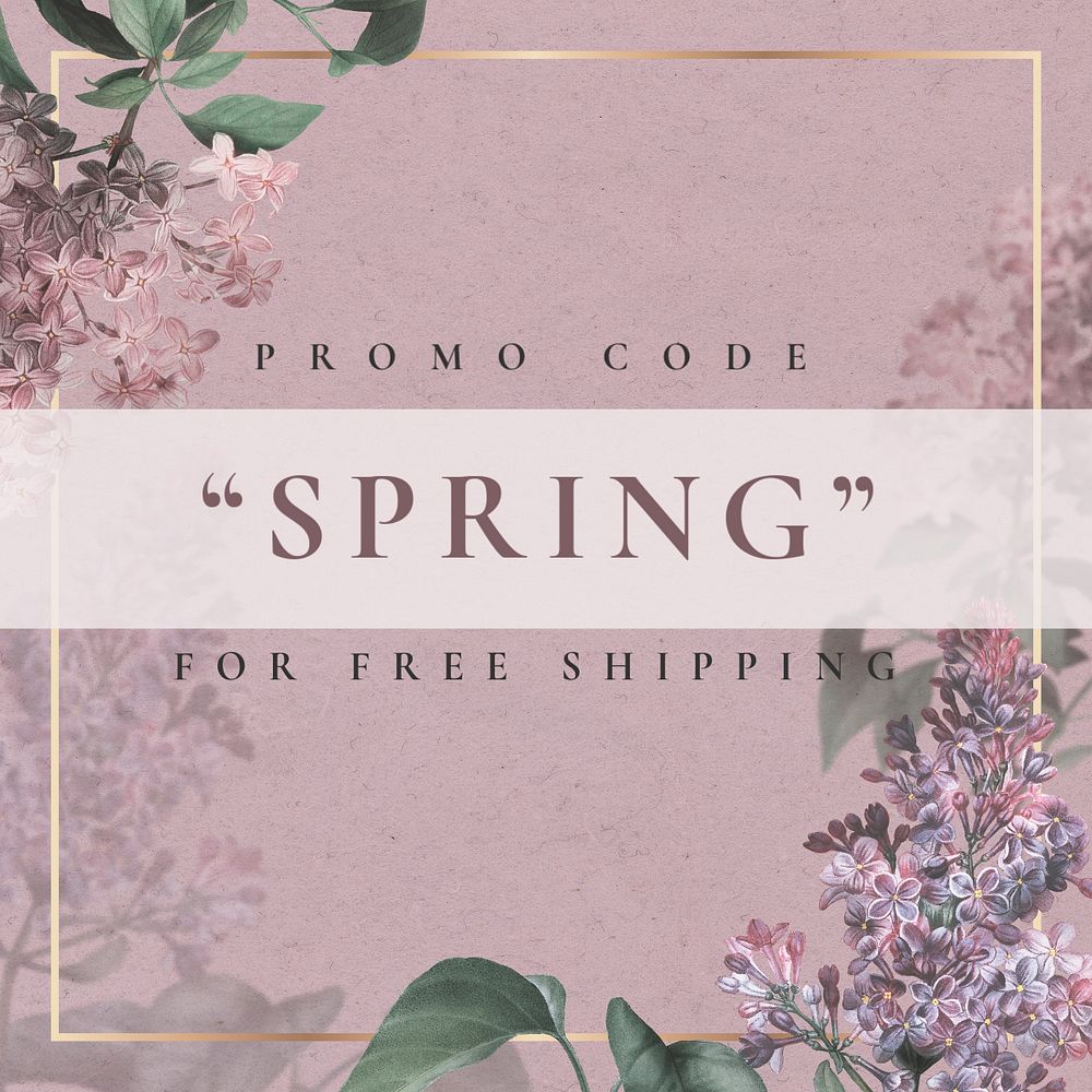 Promo code Instagram post template, editable floral design