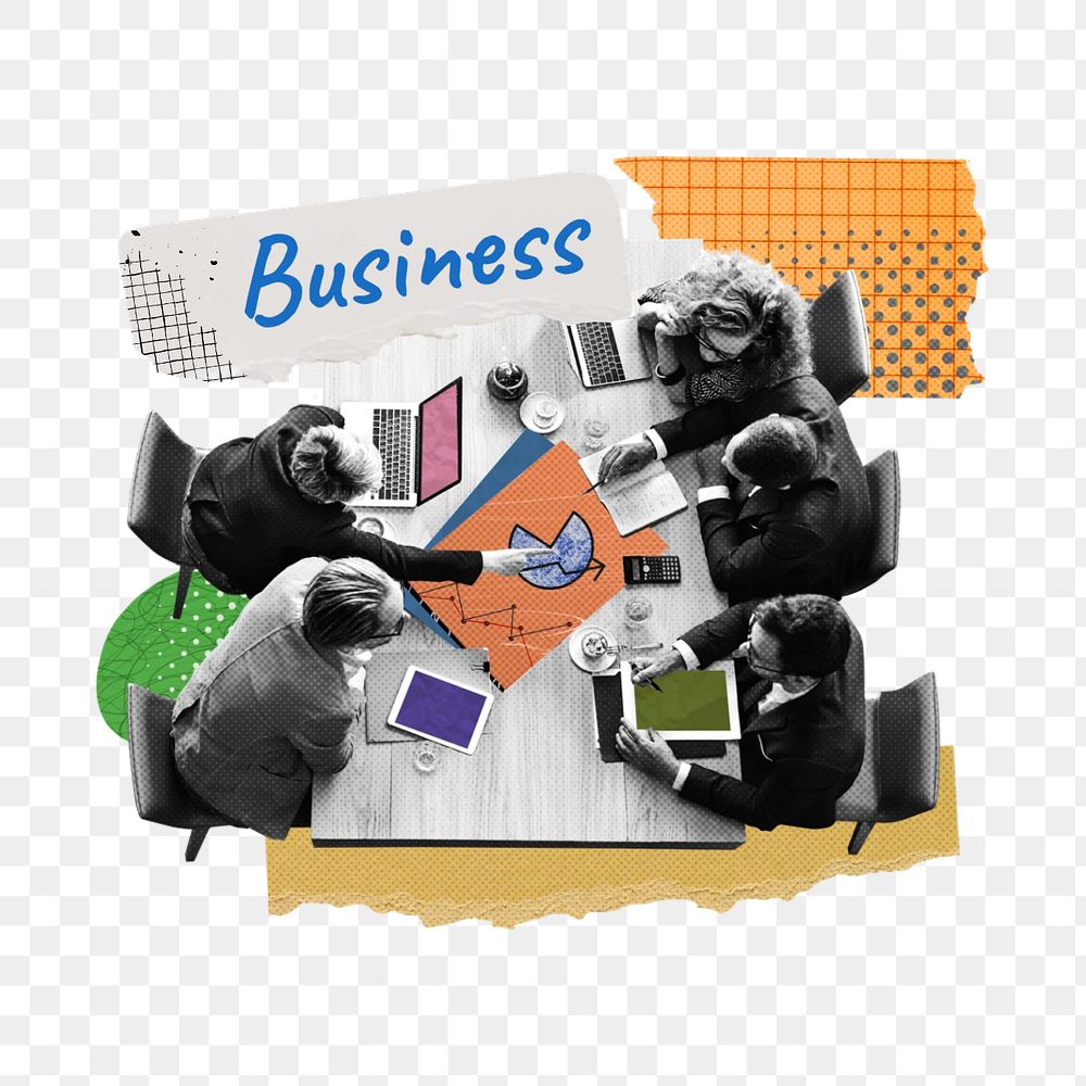 Business sticker, mixed media design with editable word