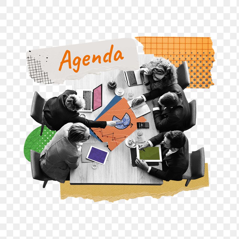 Agenda sticker, mixed media design with editable word