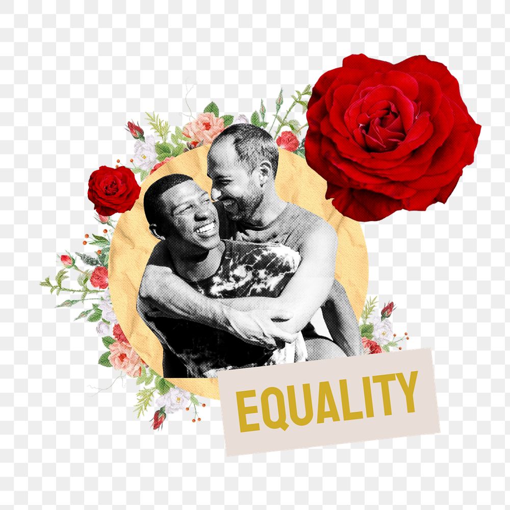 Equality sticker, mixed media design with editable word