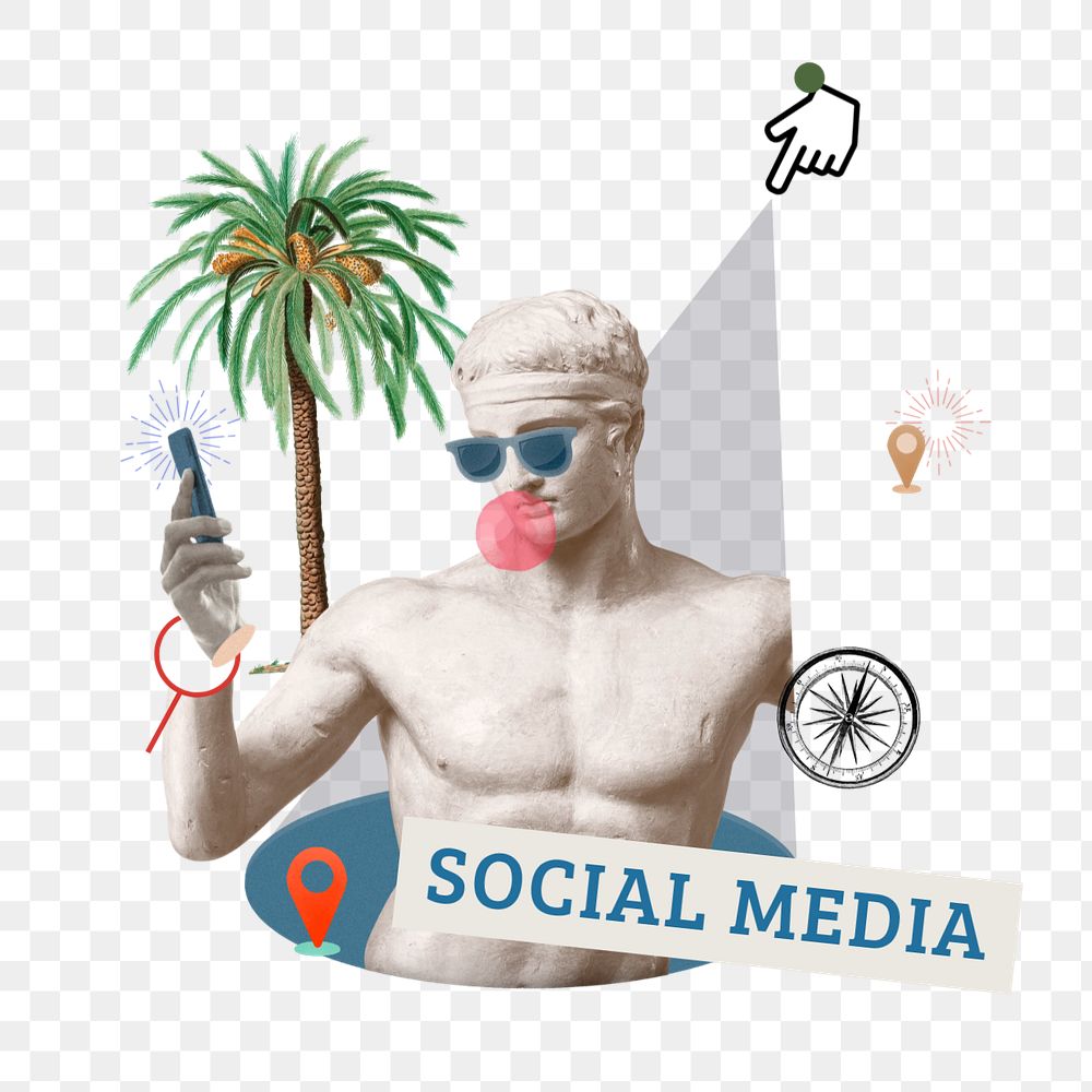 Social media sticker, mixed media design with editable word