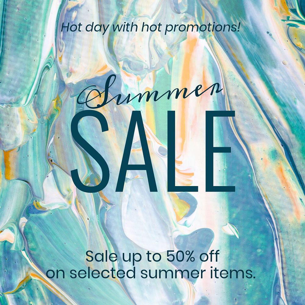 Summer sale Instagram post template, abstract, editable text