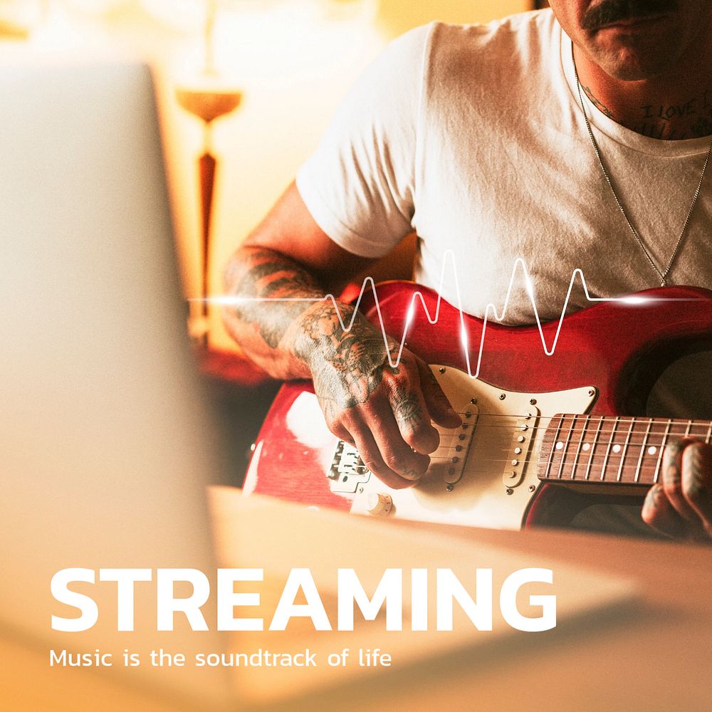 Music streaming  Instagram post template, editable technology design