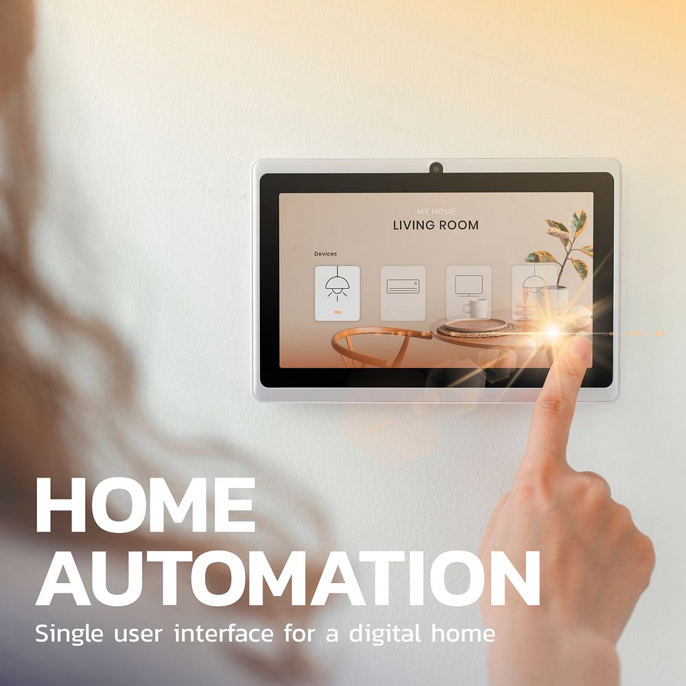 Home automation Instagram post template, editable technology design