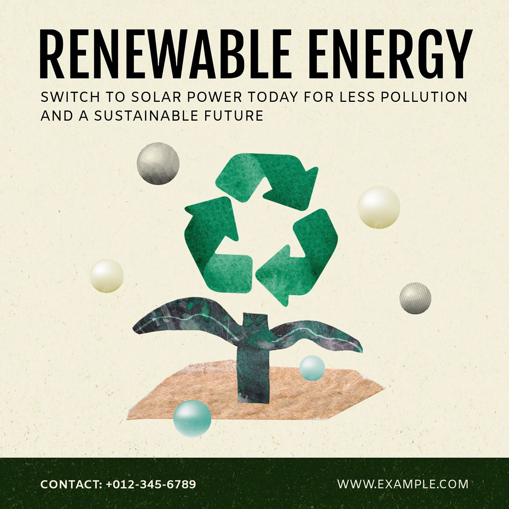 Renewable energy  instagram post, editable social media template 