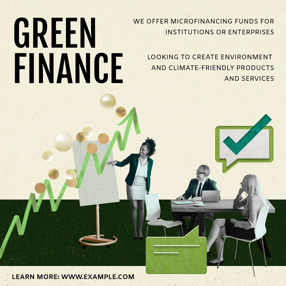 Green finance instagram post, editable social media template 