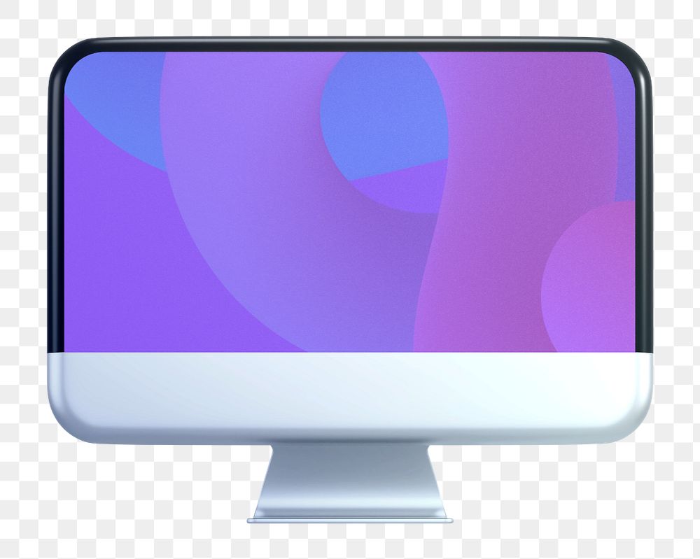 3D computer screen mockup element, editable digital device design