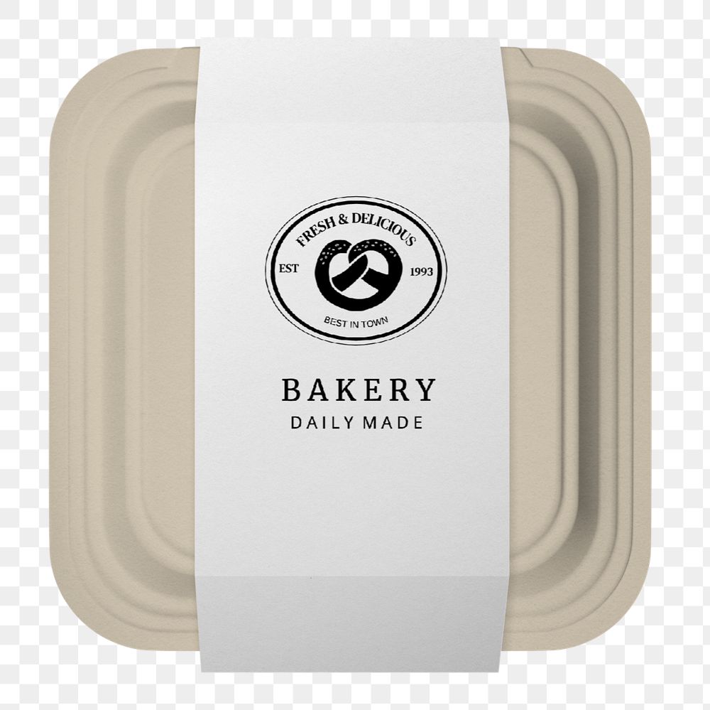 Takeaway food container label editable mockup element