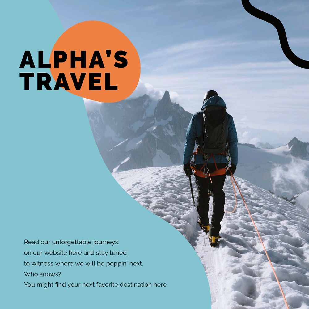 Winter travel Instagram ad template, cute memphis design