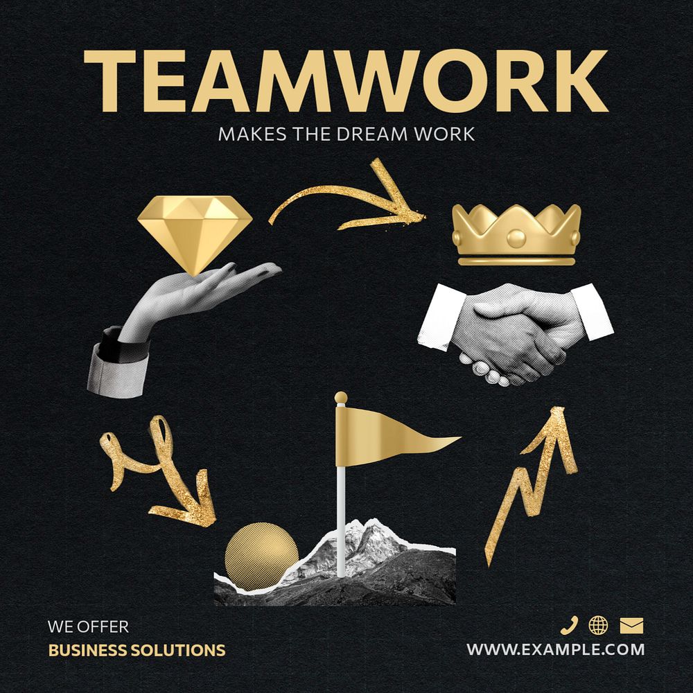 Teamwork instagram post, editable social media template