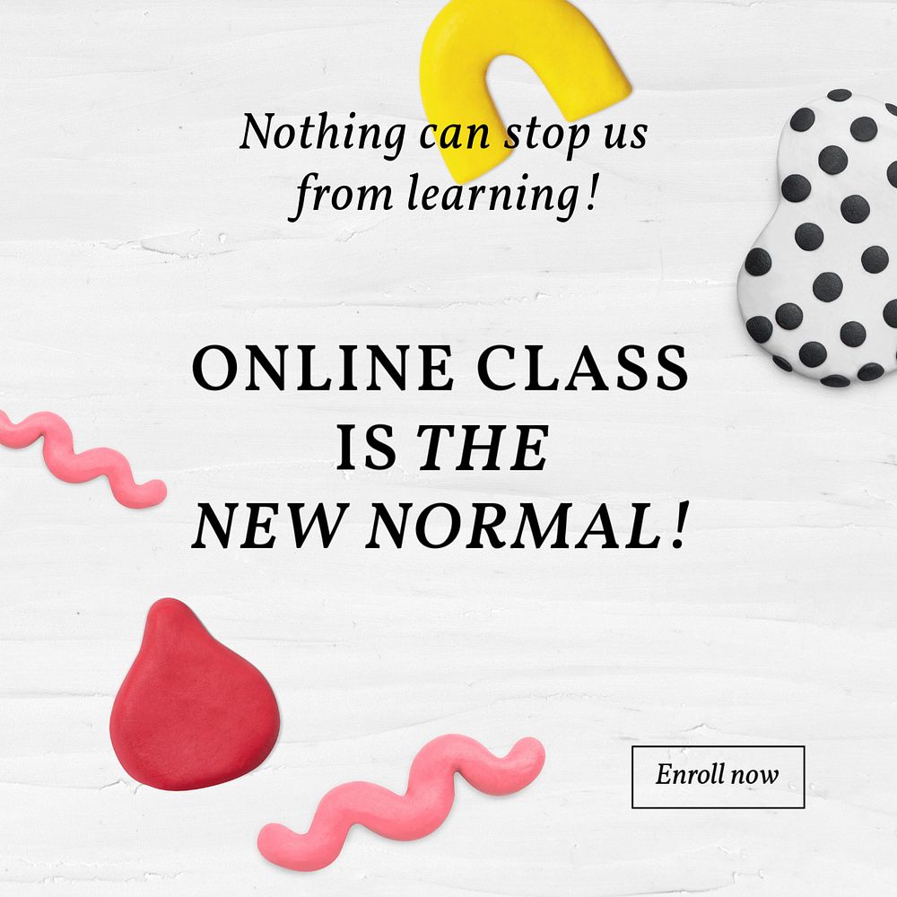 Online class Instagram post template, editable abstract plasticine clay design