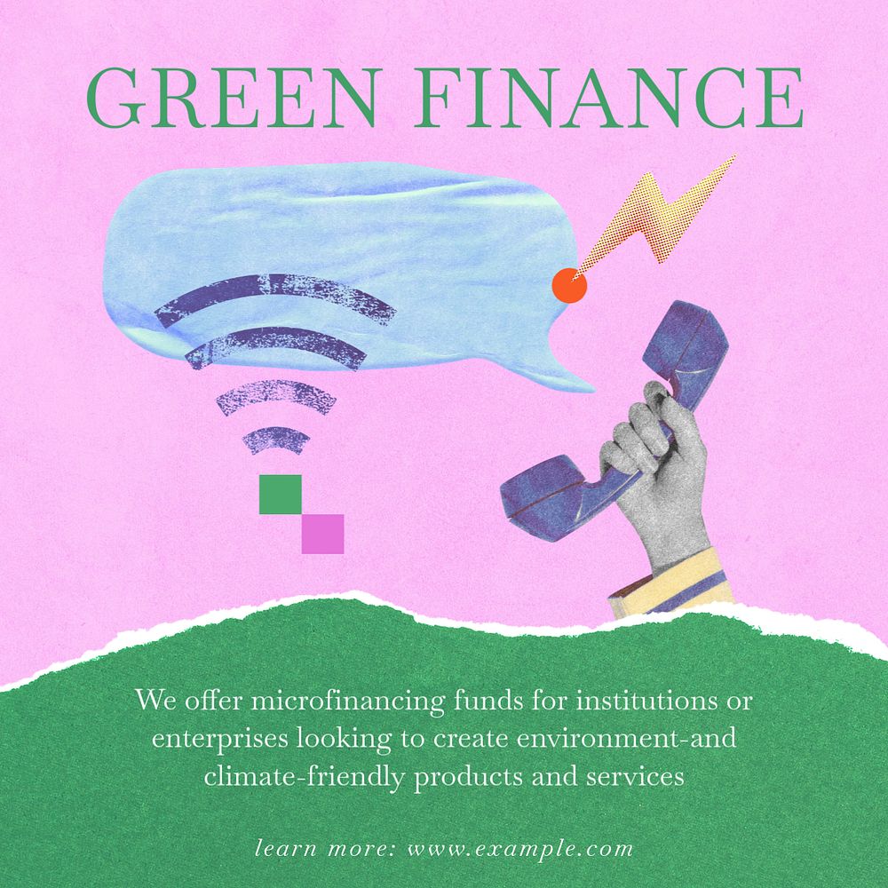 Green finance instagram post, editable social media template 